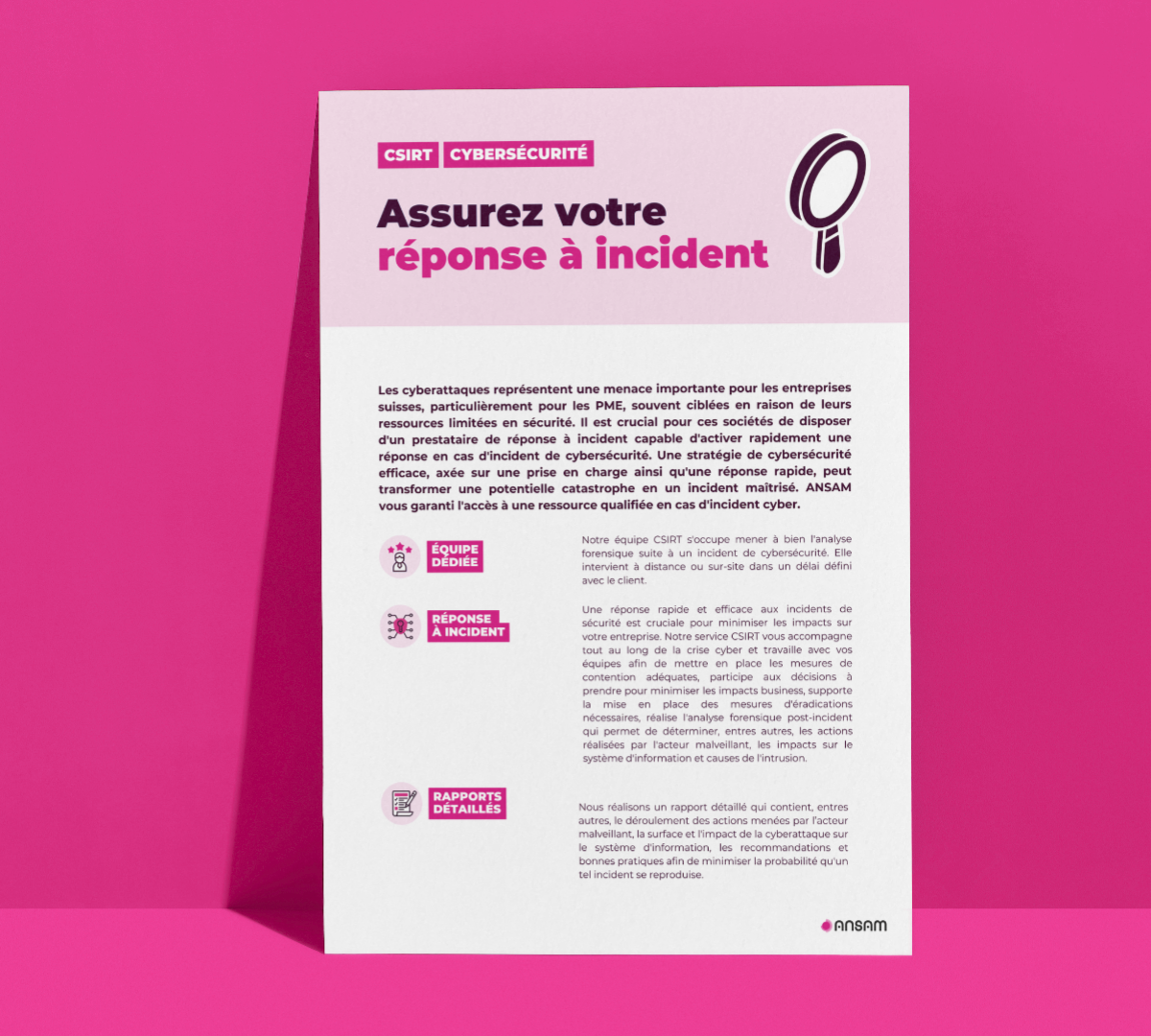Fiche produit - ANSAM - Réponse à incidents